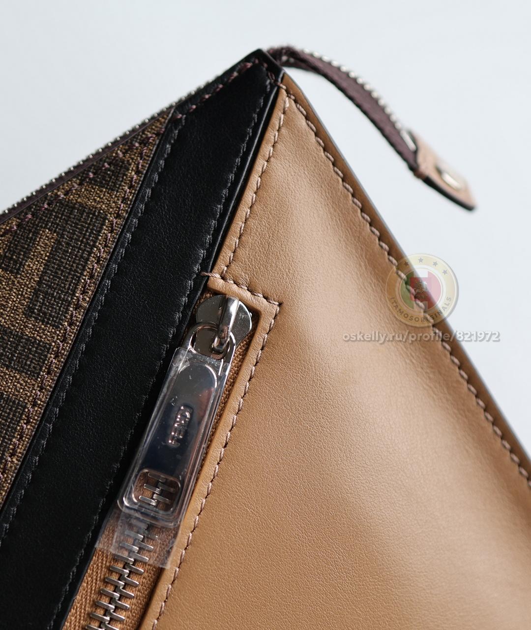 FENDI Бежевая кожаная барсетка, фото 4