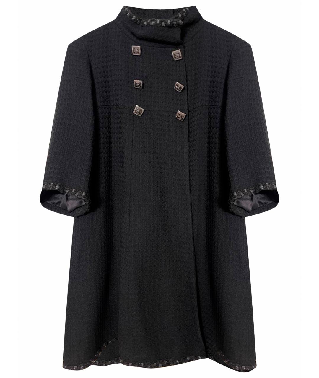 CHANEL Черное шерстяное пальто, фото 1