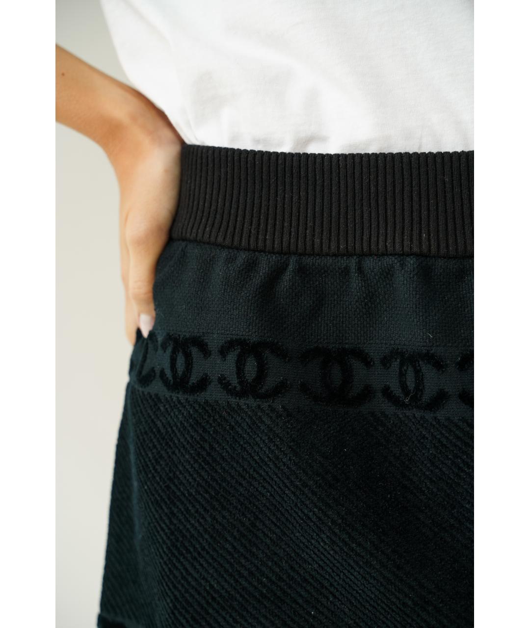 CHANEL Черная хлопковая юбка мини, фото 5