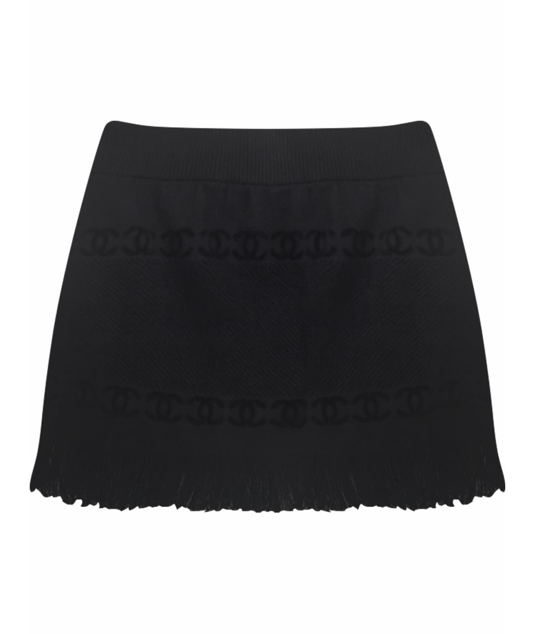 CHANEL Черная хлопковая юбка мини, фото 1