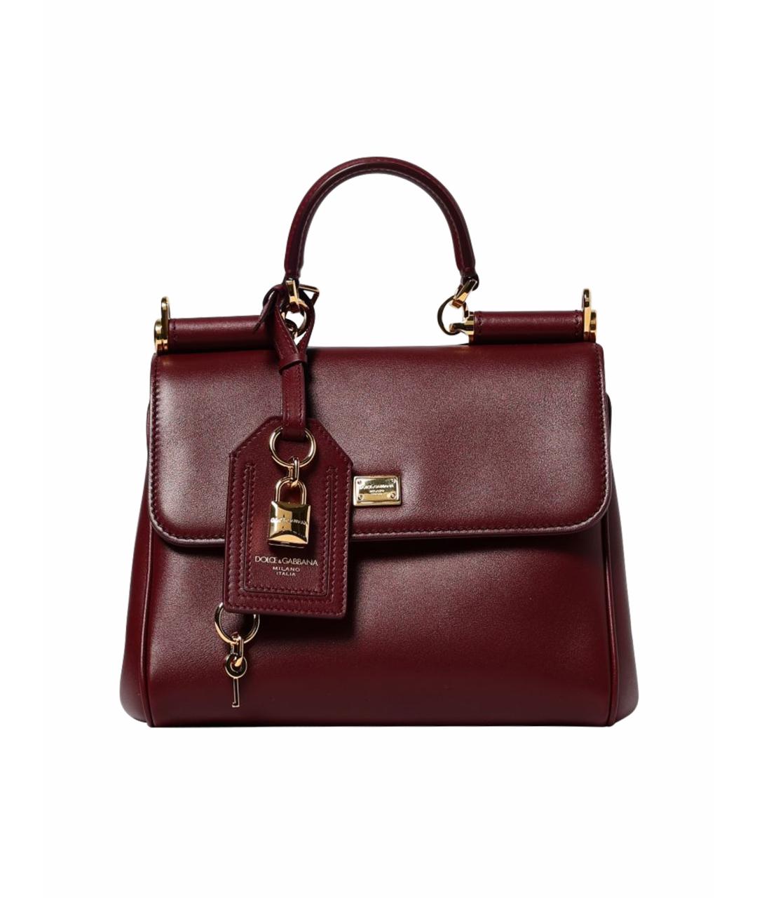 DOLCE&GABBANA Бордовая кожаная сумка с короткими ручками, фото 1