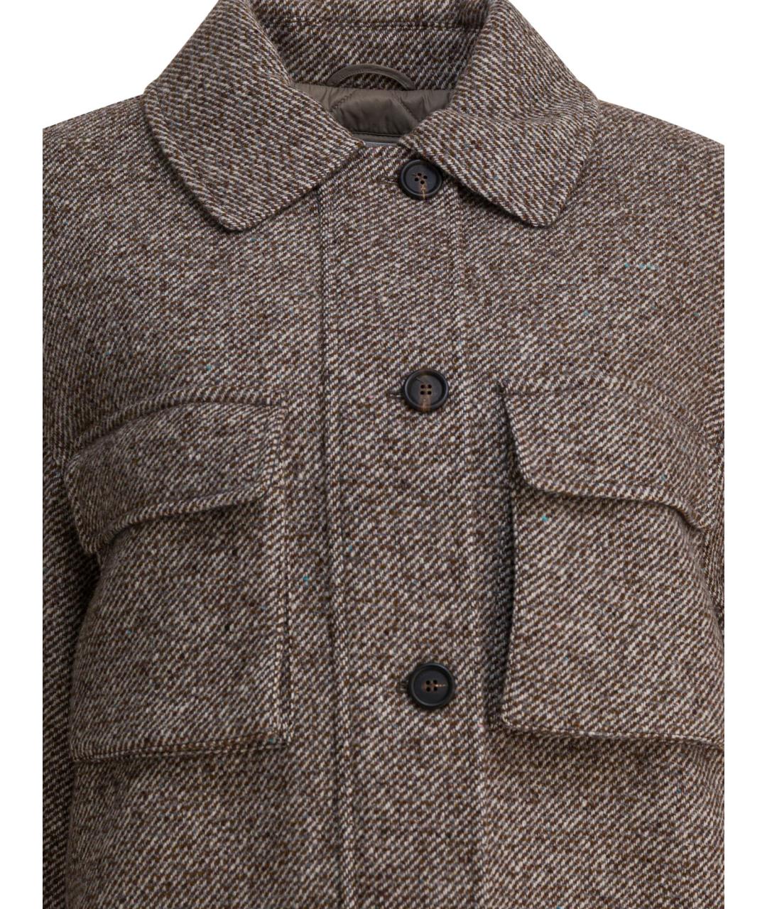 BRUNELLO CUCINELLI Коричневое шерстяное пальто, фото 3
