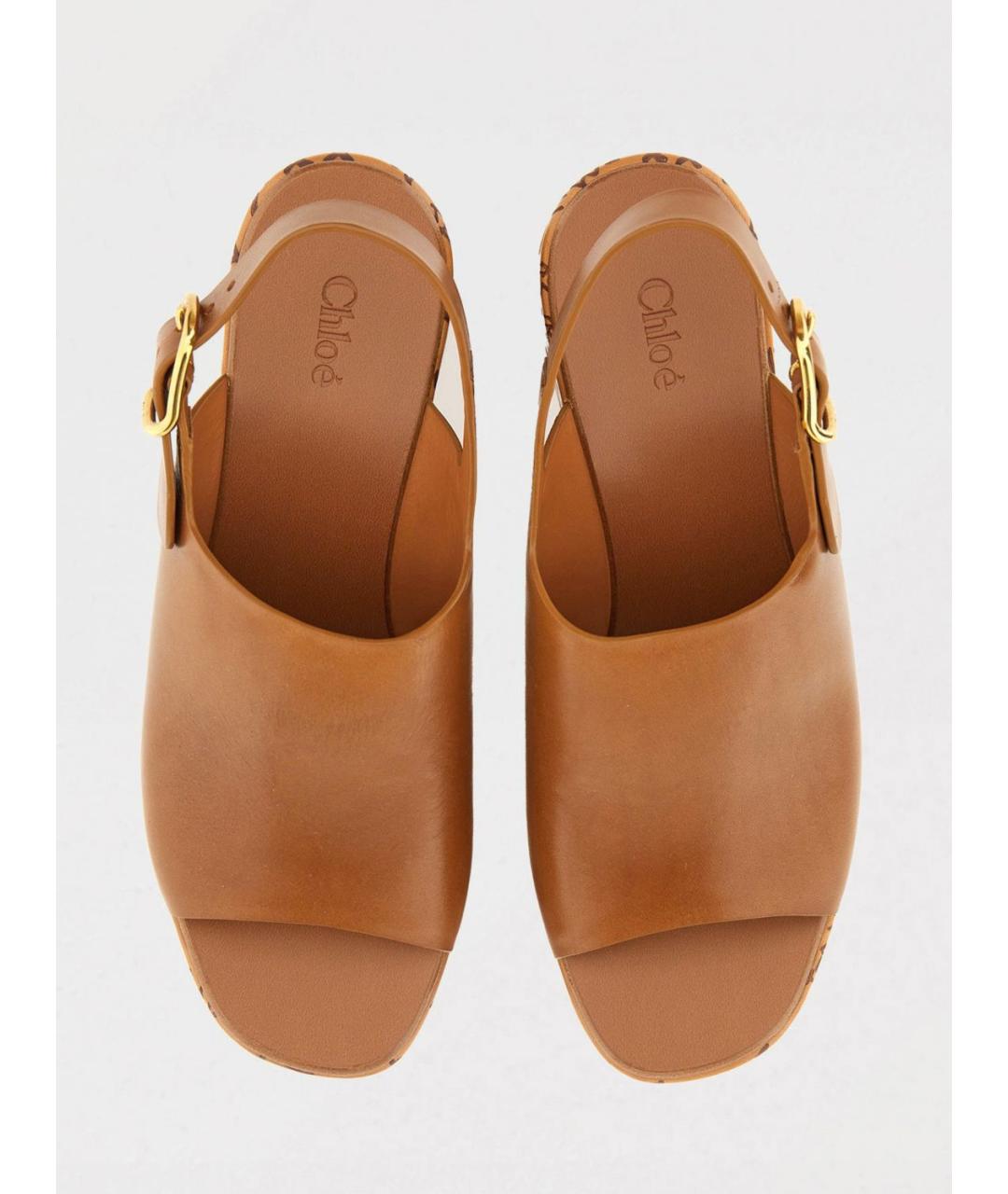 CHLOE Коричневые кожаные босоножки, фото 4