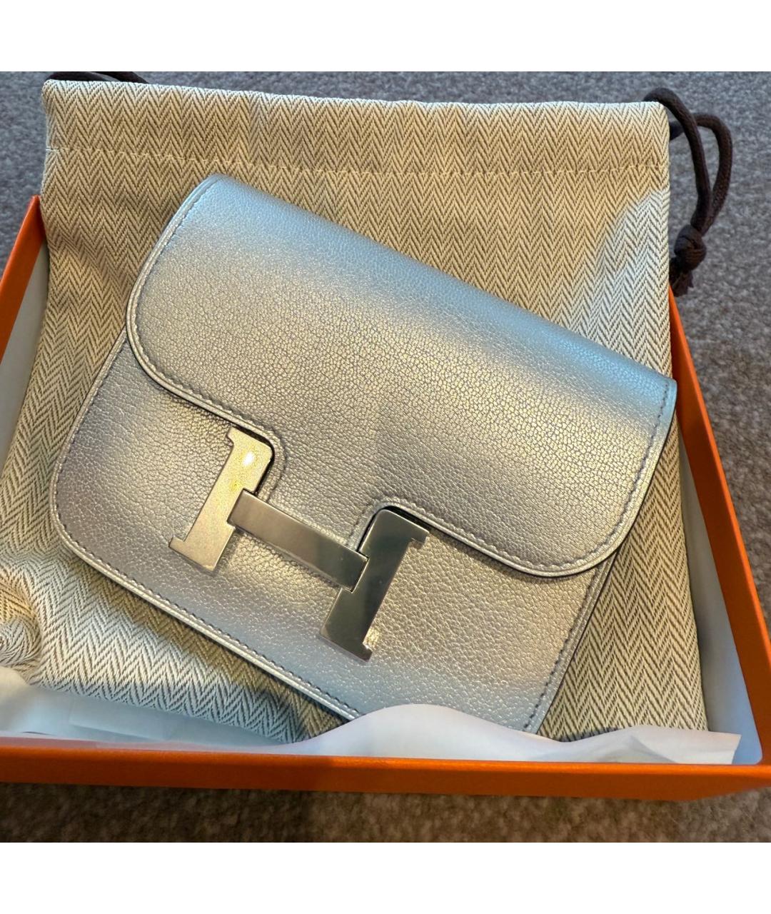 HERMES Серебряная кожаная поясная сумка, фото 4