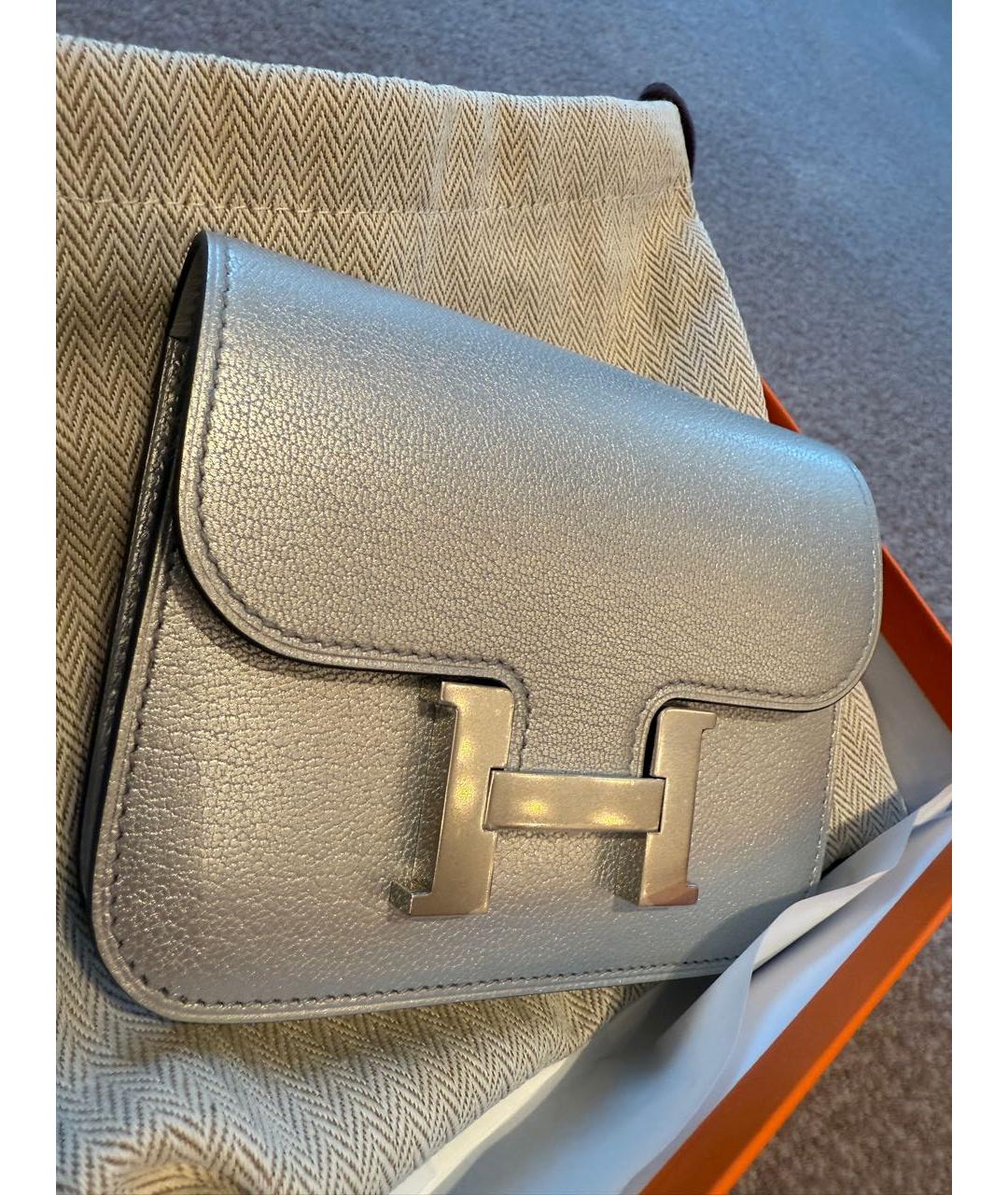 HERMES Серебряная кожаная поясная сумка, фото 2