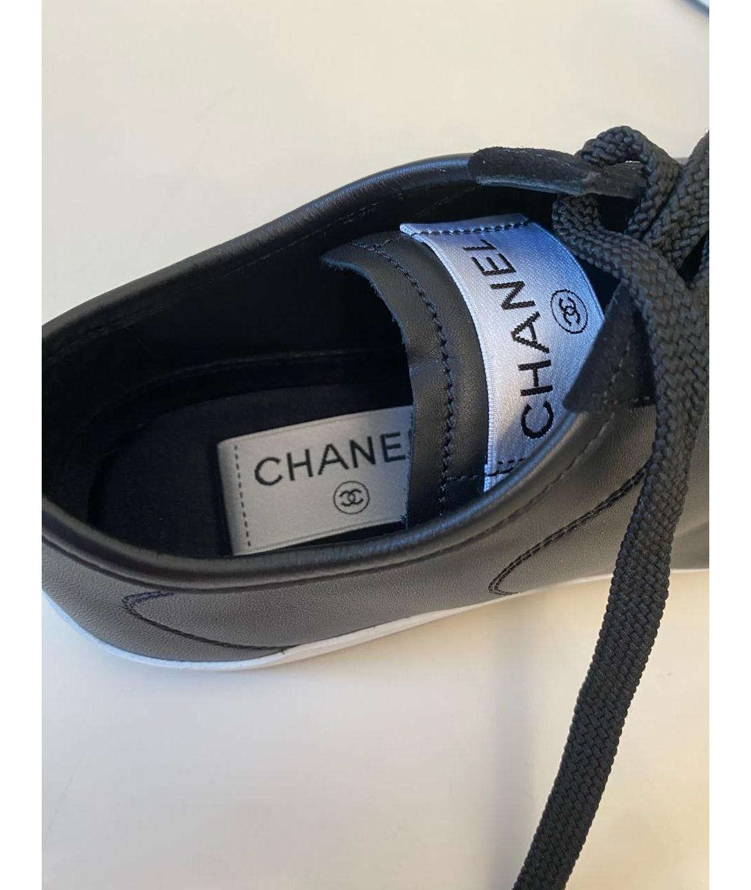 CHANEL Черные кожаные кеды, фото 4