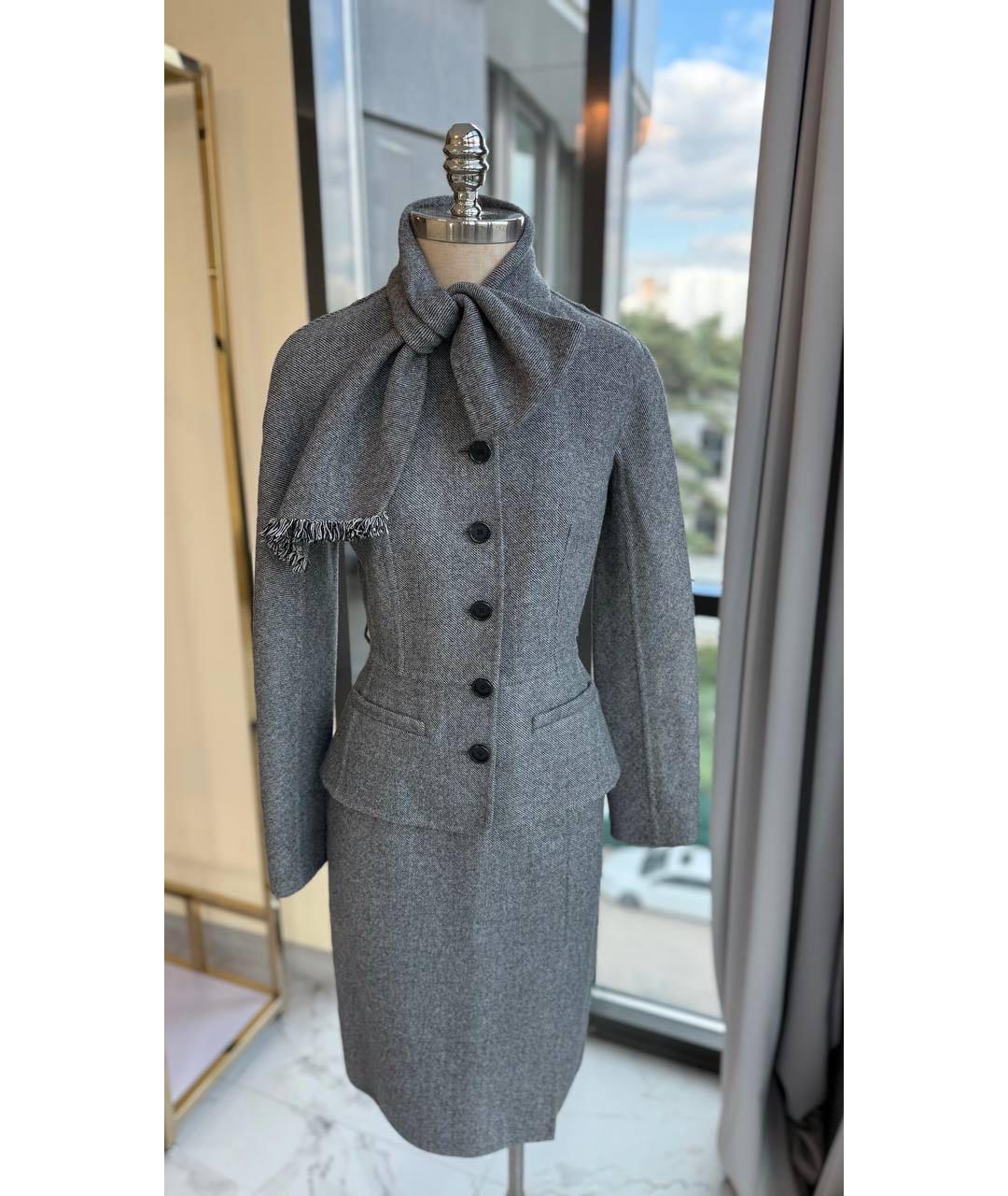 CHRISTIAN DIOR Антрацитовый шерстяной костюм с юбками, фото 9