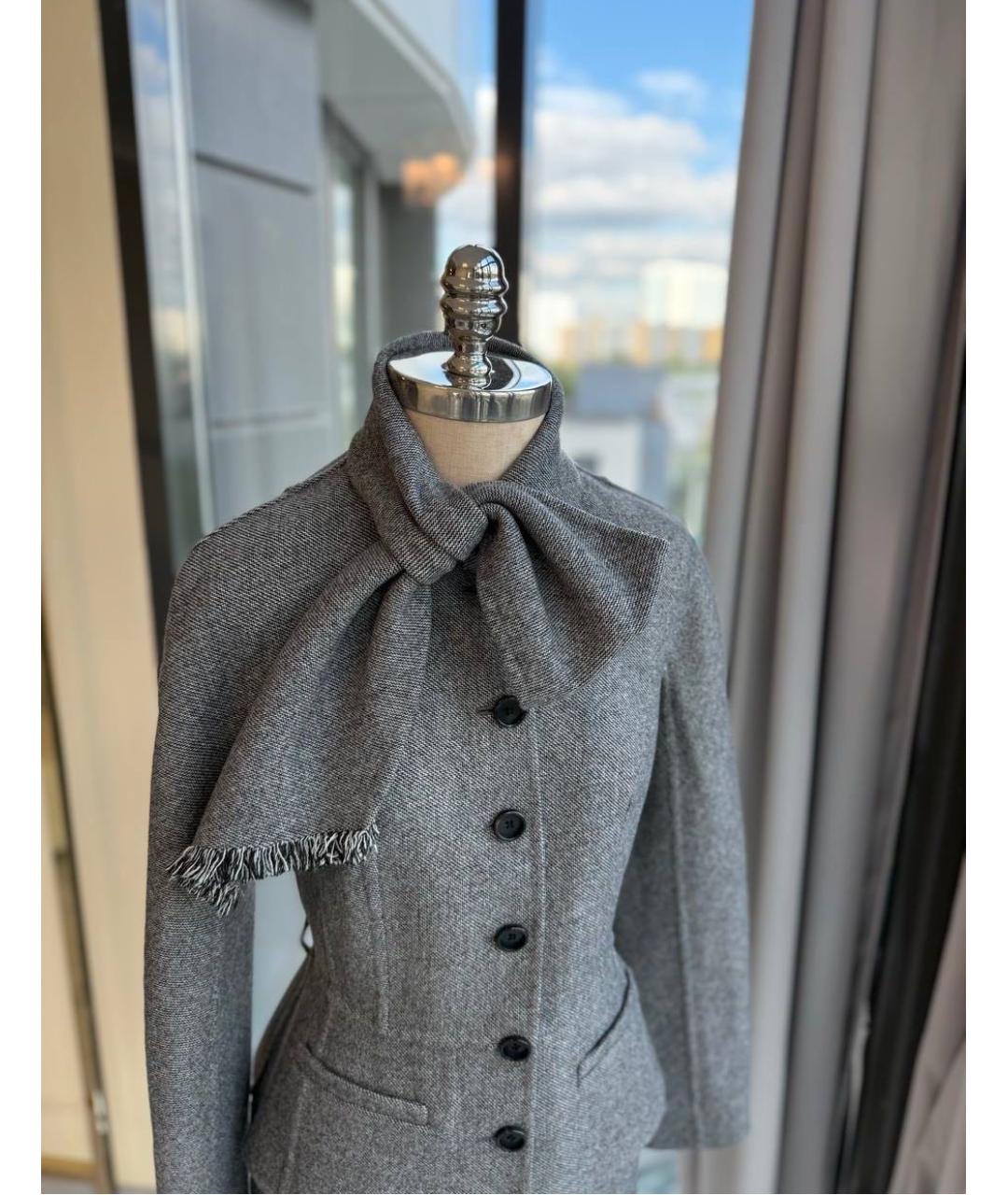 CHRISTIAN DIOR Антрацитовый шерстяной костюм с юбками, фото 3