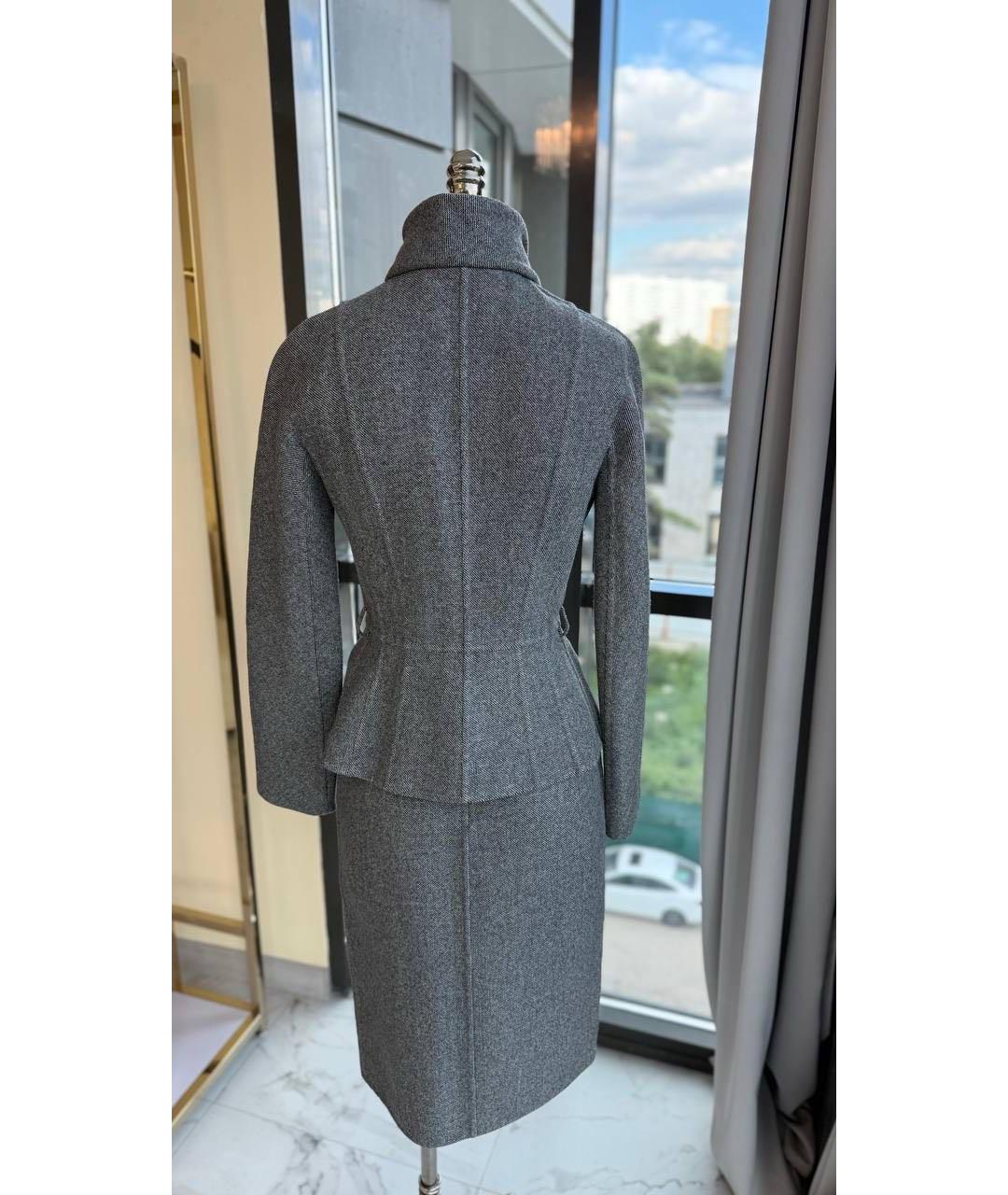 CHRISTIAN DIOR Антрацитовый шерстяной костюм с юбками, фото 2