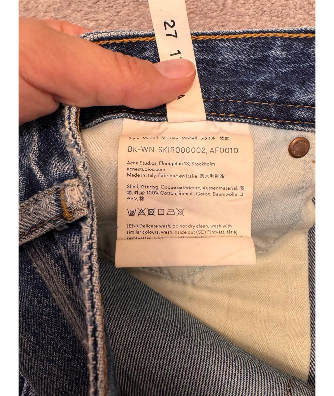 ACNE STUDIOS Синяя деним юбка мини, фото 5
