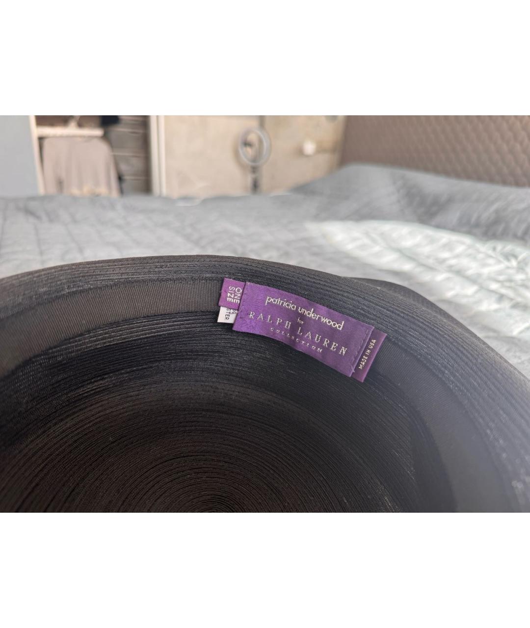 RALPH LAUREN PURPLE LABEL Черная синтетическая шляпа, фото 4