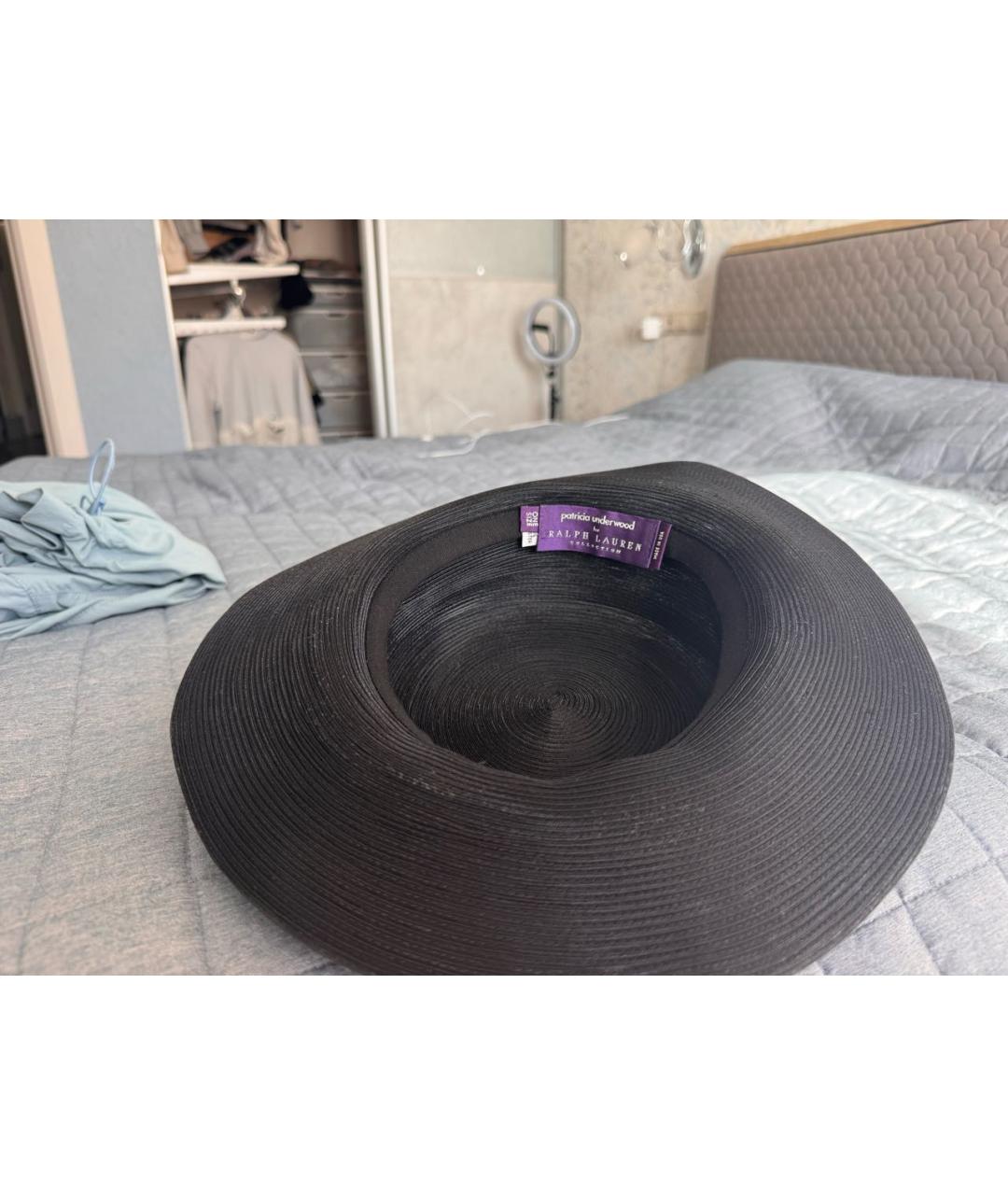 RALPH LAUREN PURPLE LABEL Черная синтетическая шляпа, фото 3