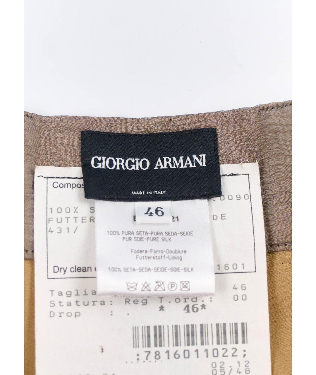 GIORGIO ARMANI Бежевые шелковые брюки широкие, фото 3