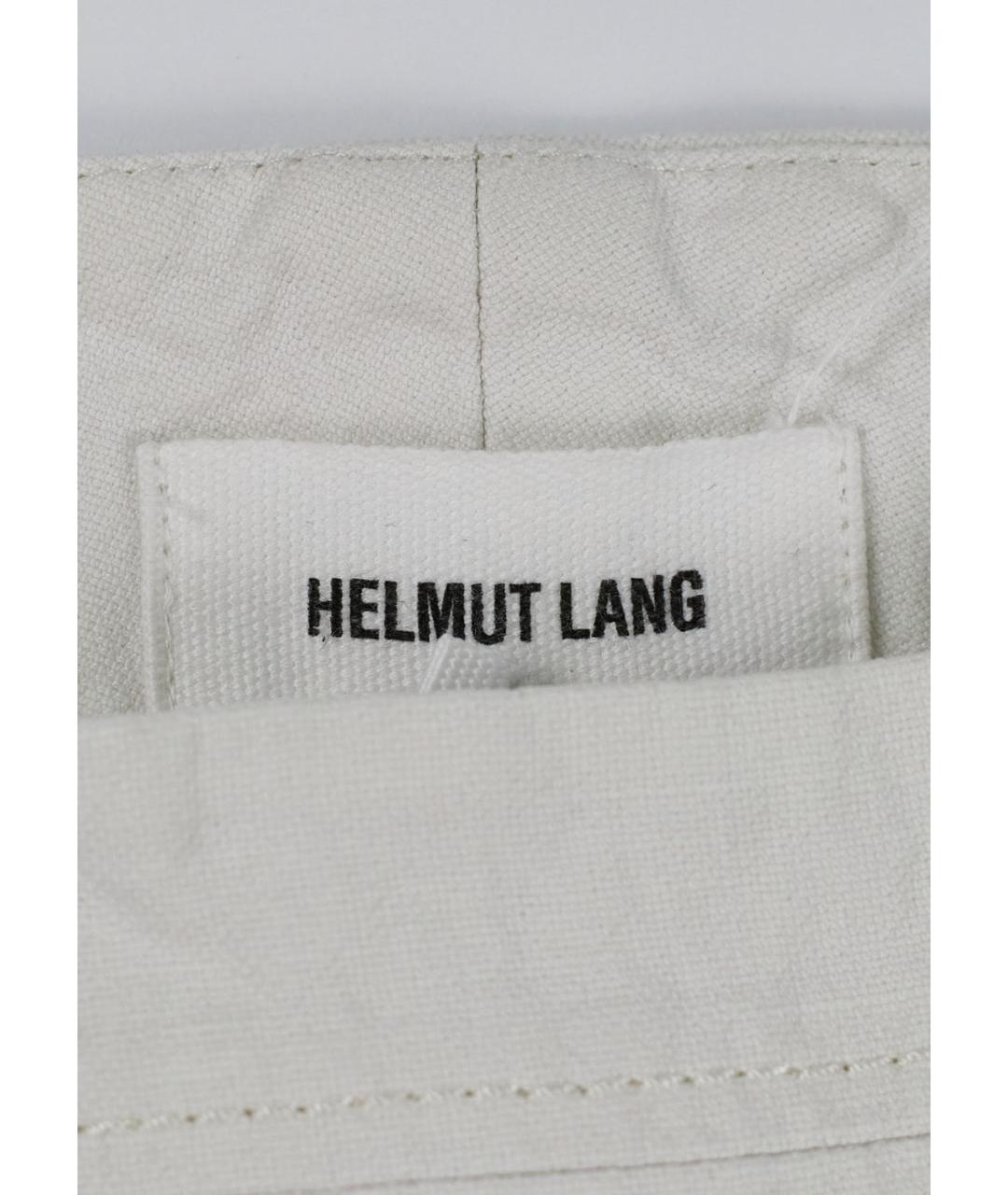 HELMUT LANG Белые хлопковые прямые брюки, фото 3