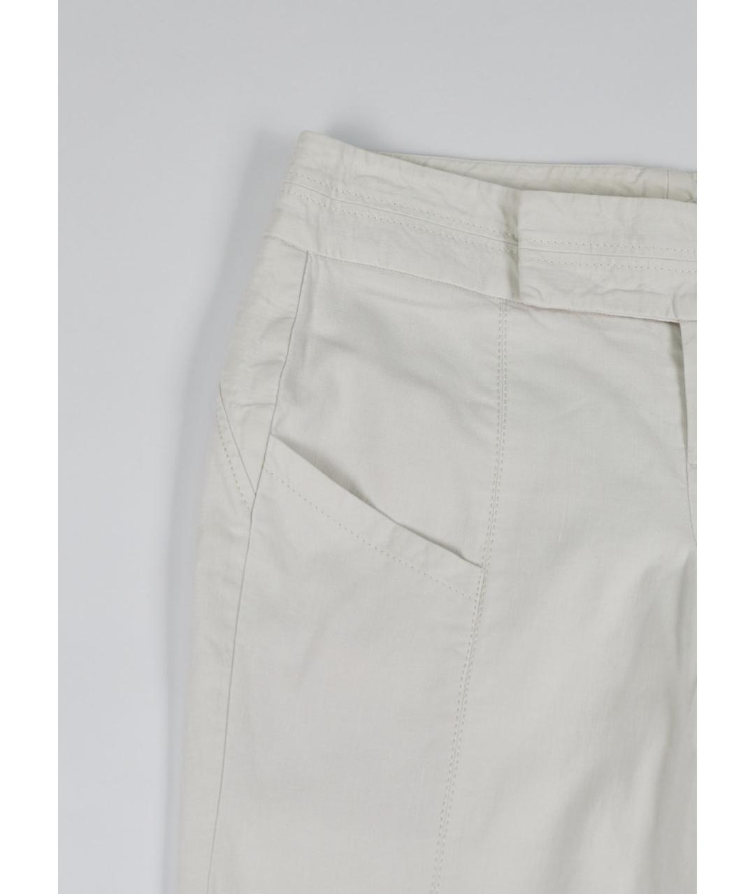 HELMUT LANG Белые хлопковые прямые брюки, фото 5