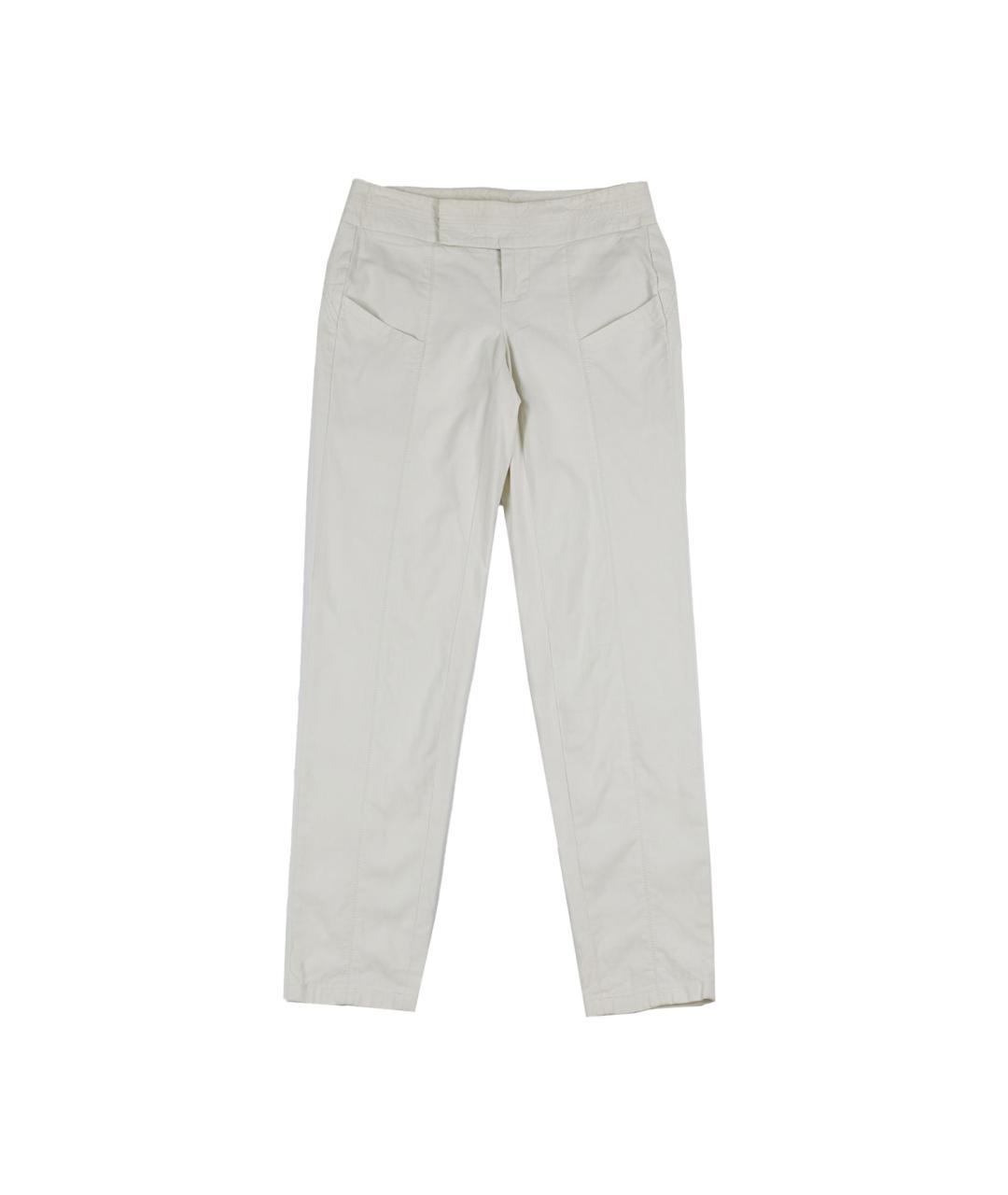 HELMUT LANG Белые хлопковые прямые брюки, фото 1
