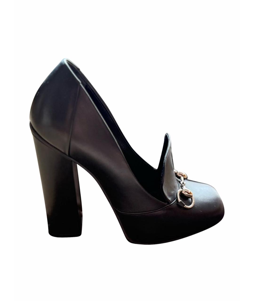 GUCCI Черные кожаные туфли, фото 1