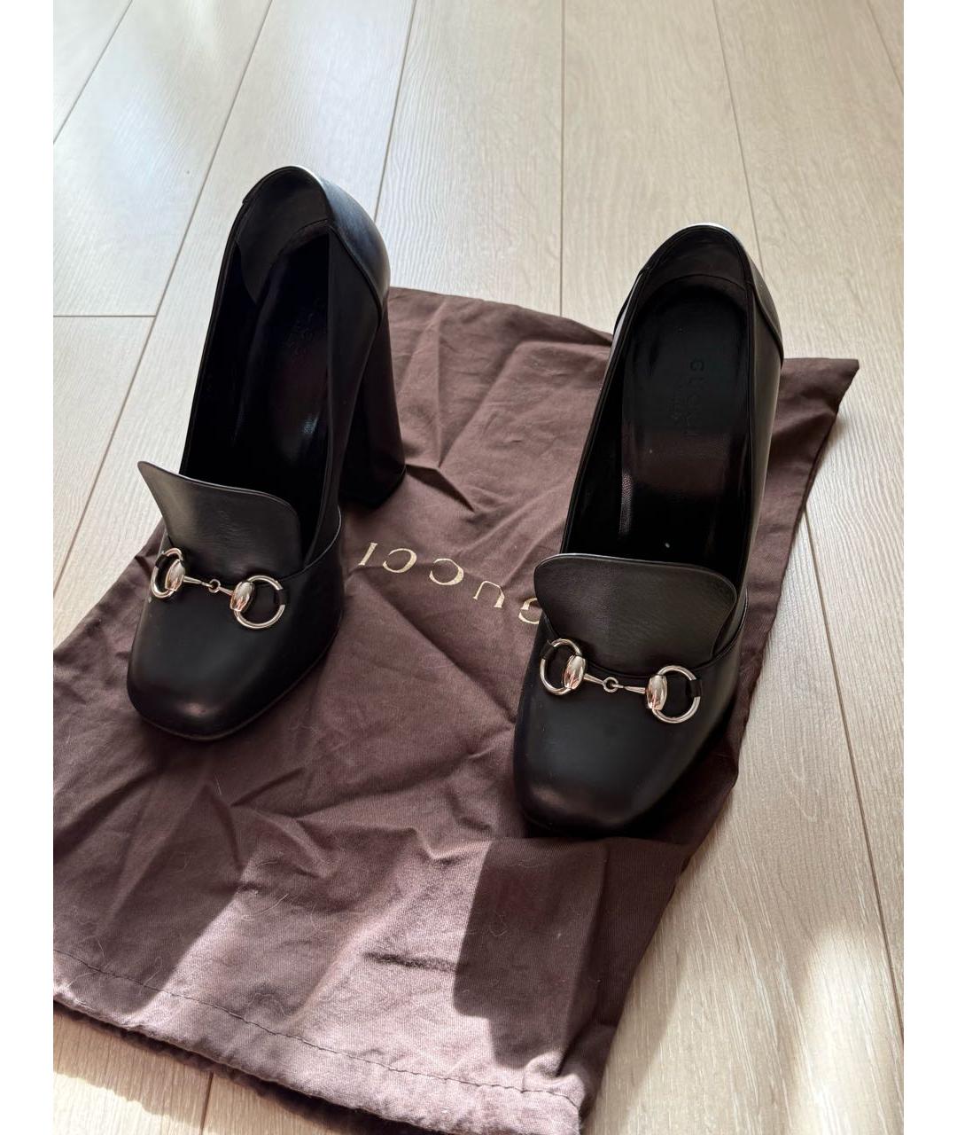 GUCCI Черные кожаные туфли, фото 2