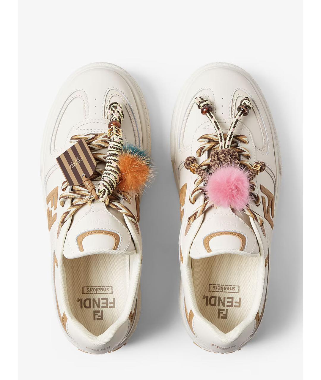 FENDI Белые кожаные кроссовки, фото 4