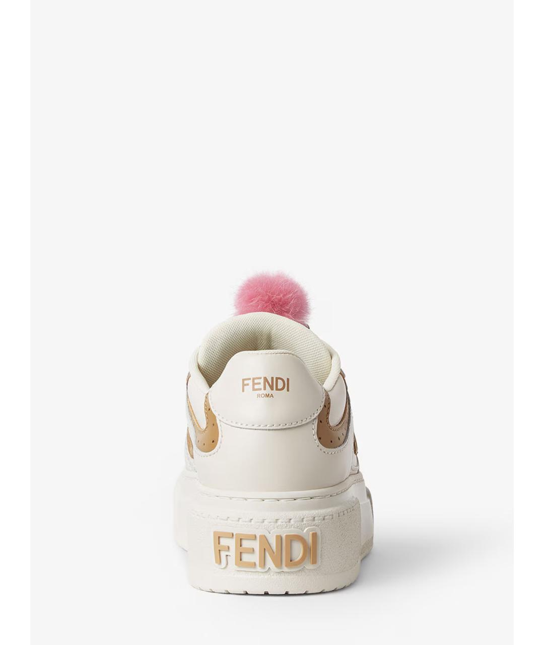 FENDI Белые кожаные кроссовки, фото 3