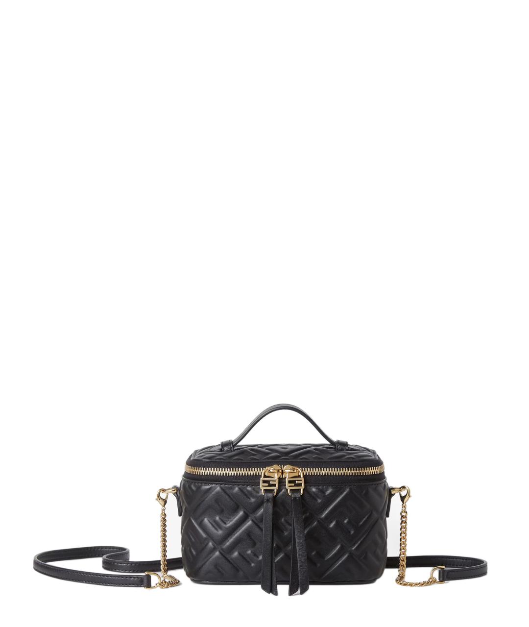 FENDI Черная кожаная сумка тоут, фото 1