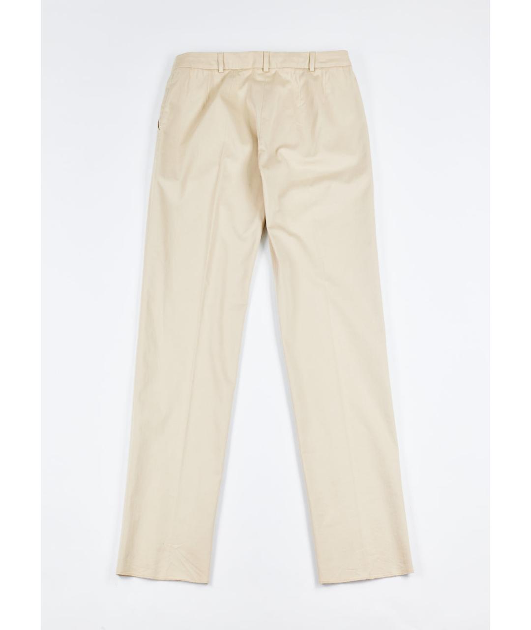 MAX MARA Бежевые хлопко-эластановые прямые брюки, фото 2