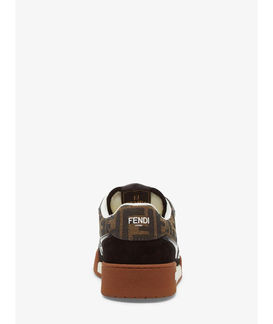 FENDI Коричневые кожаные кроссовки, фото 3
