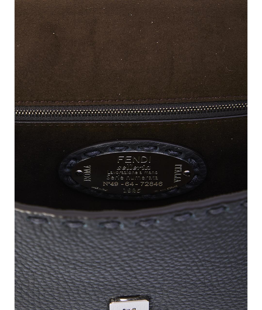 FENDI Черная кожаная сумка тоут, фото 4