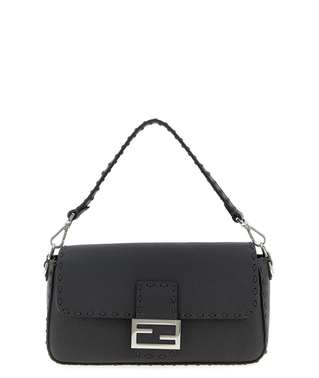 FENDI Черная кожаная сумка тоут, фото 1