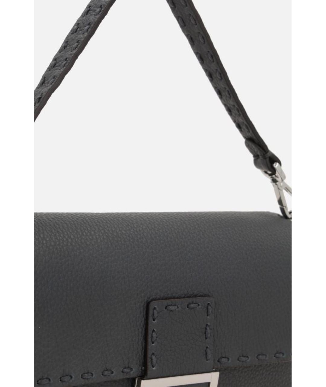 FENDI Черная кожаная сумка тоут, фото 3