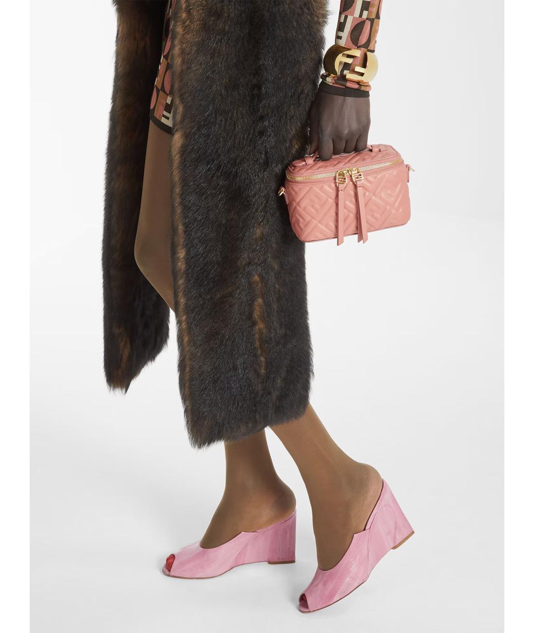 FENDI Розовая кожаная сумка тоут, фото 3