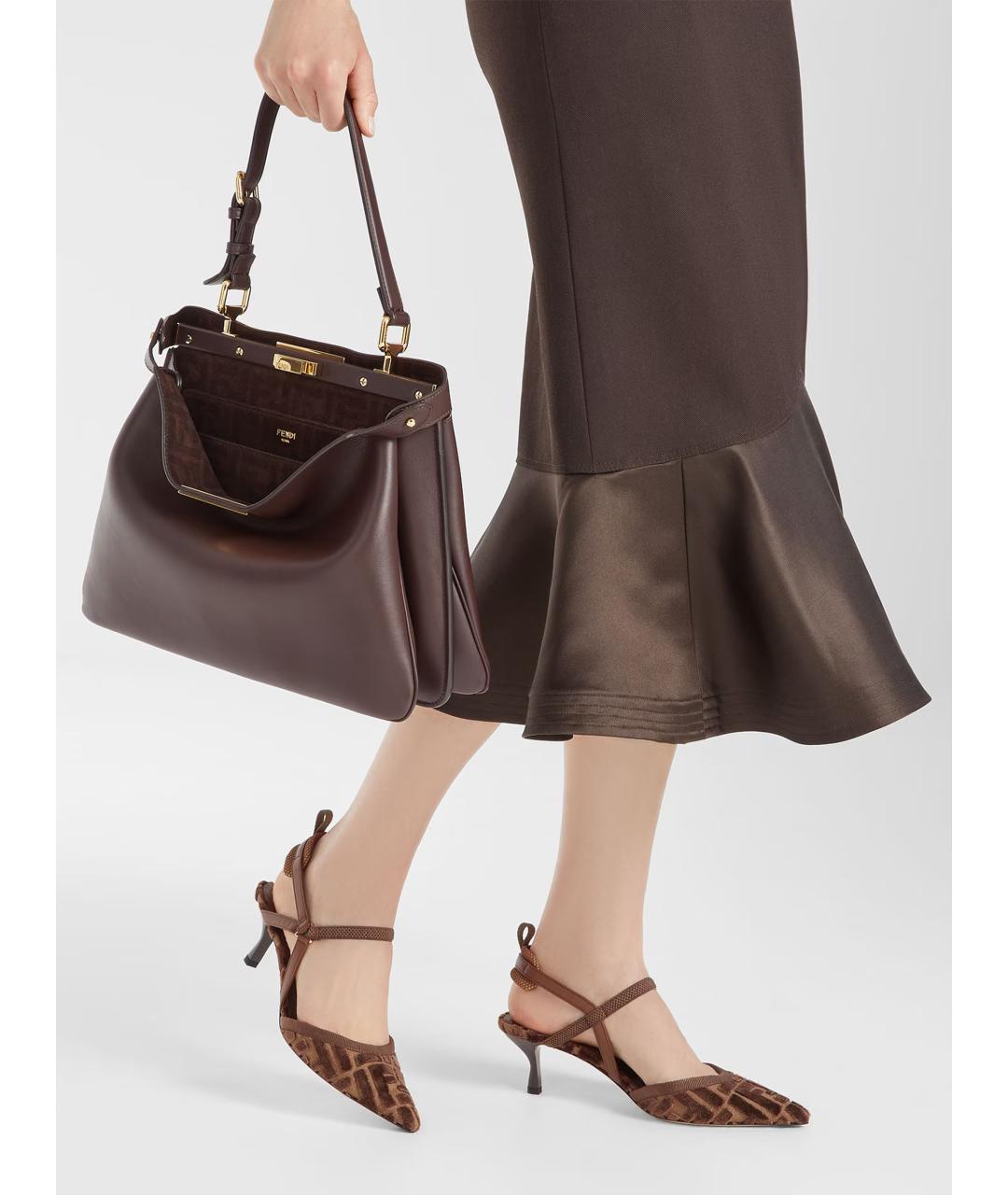 FENDI Коричневые синтетические туфли, фото 2