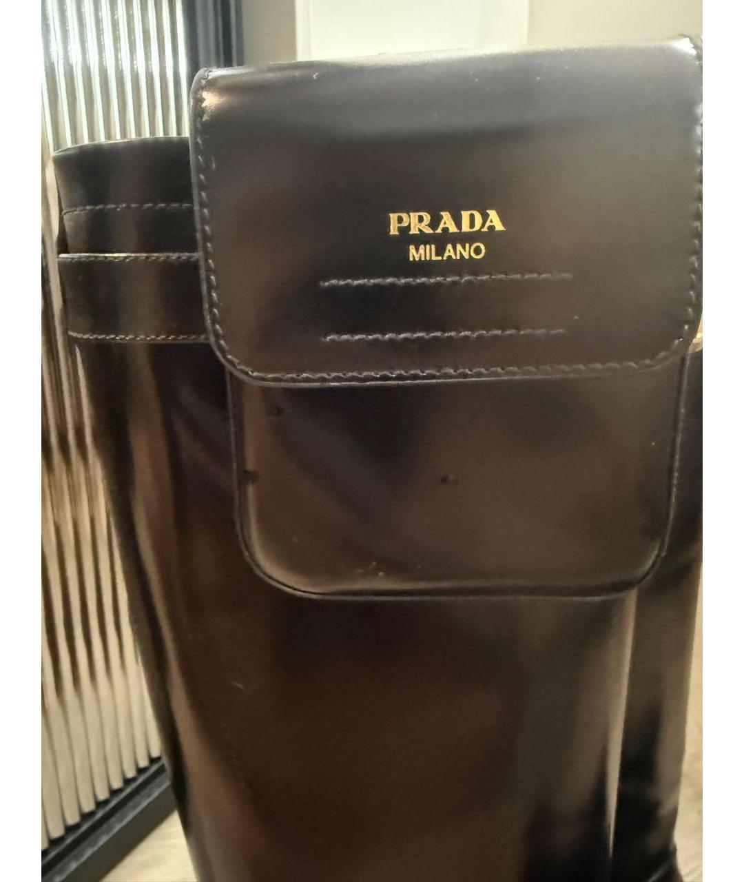 PRADA Черные кожаные сапоги, фото 4