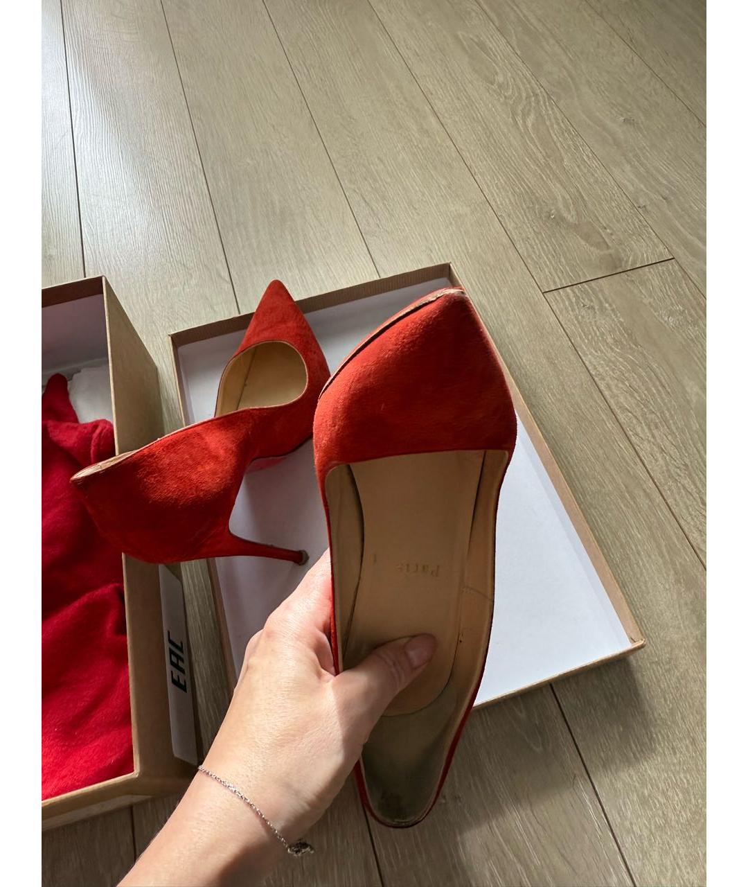 CHRISTIAN LOUBOUTIN Красные замшевые туфли, фото 7