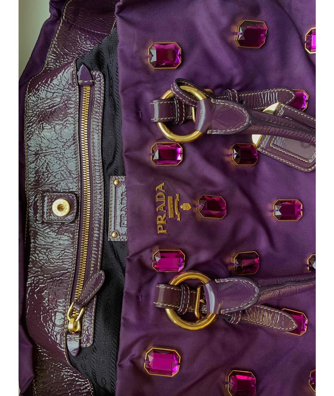 PRADA Фиолетовая тканевая сумка тоут, фото 3