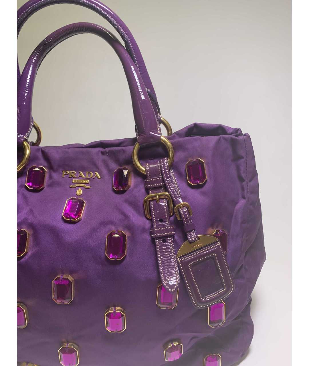 PRADA Фиолетовая тканевая сумка тоут, фото 2