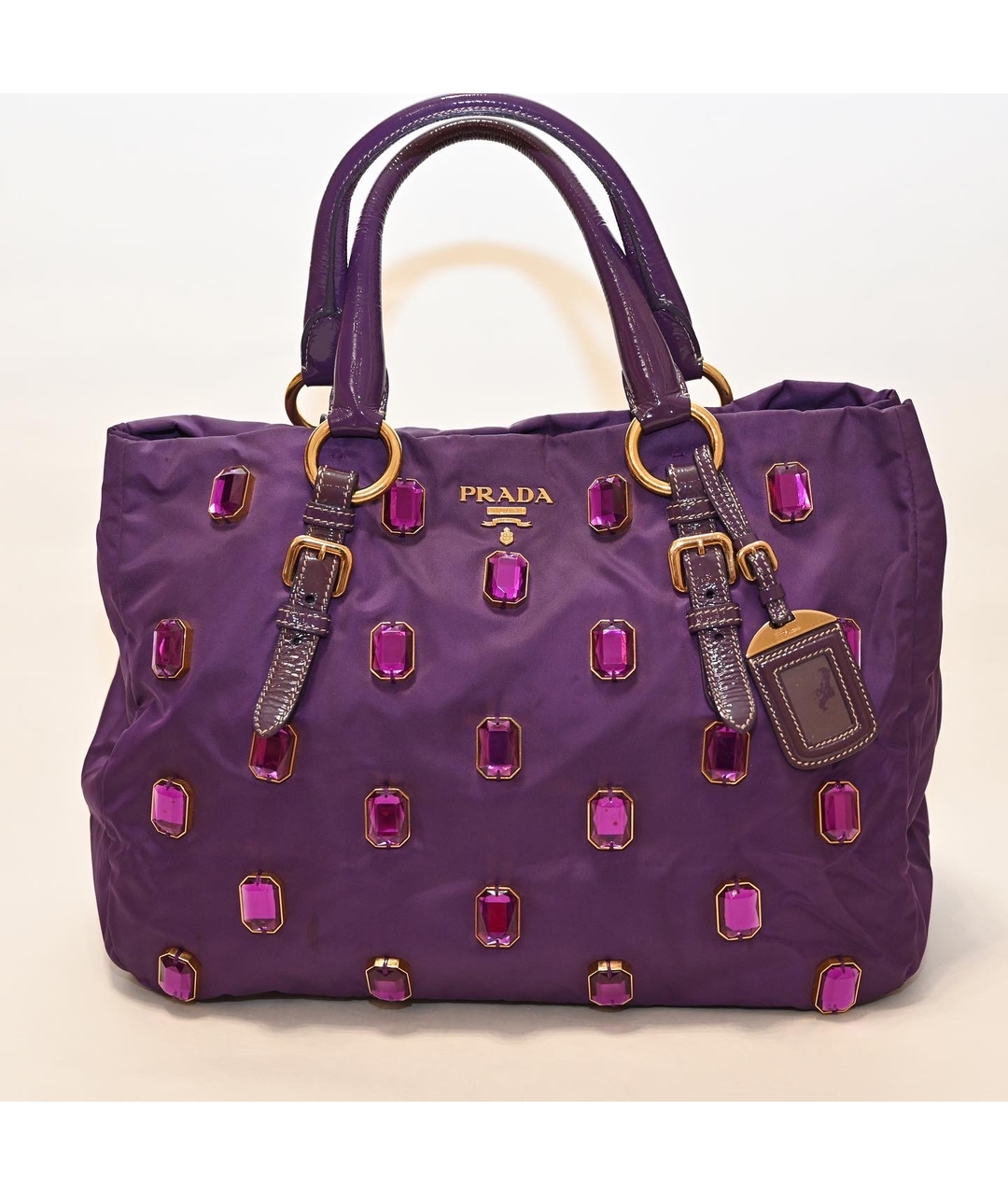 PRADA Фиолетовая тканевая сумка тоут, фото 5