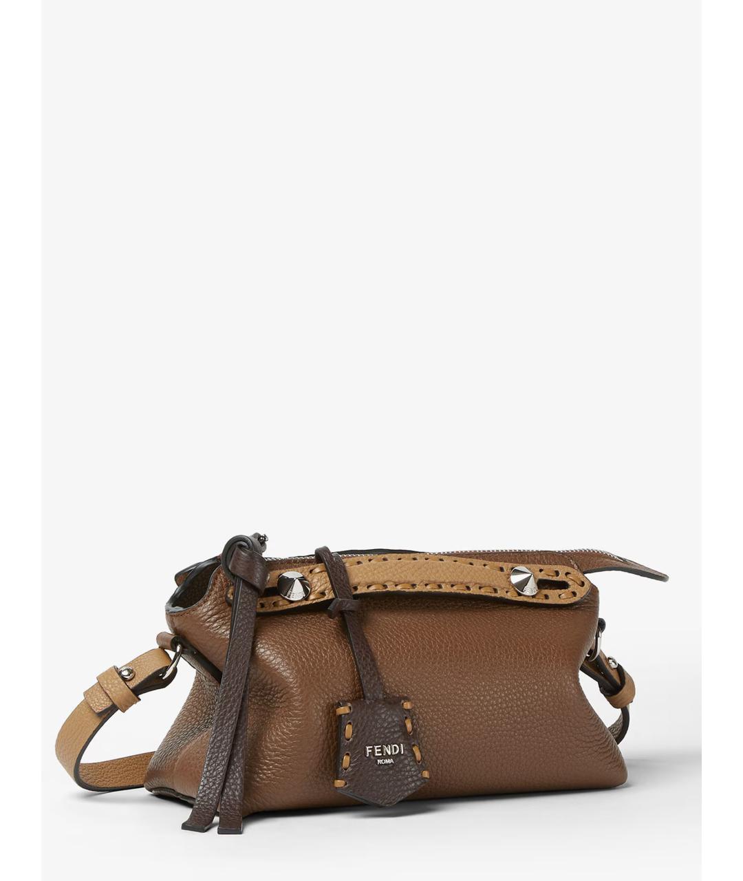 FENDI Коричневая кожаная сумка тоут, фото 5