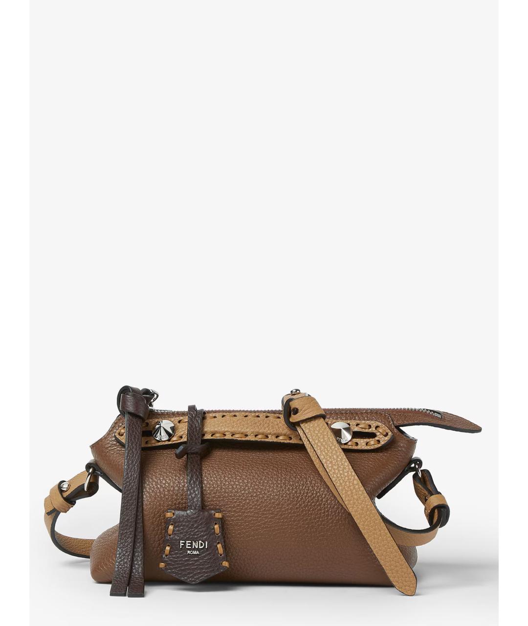 FENDI Коричневая кожаная сумка тоут, фото 4