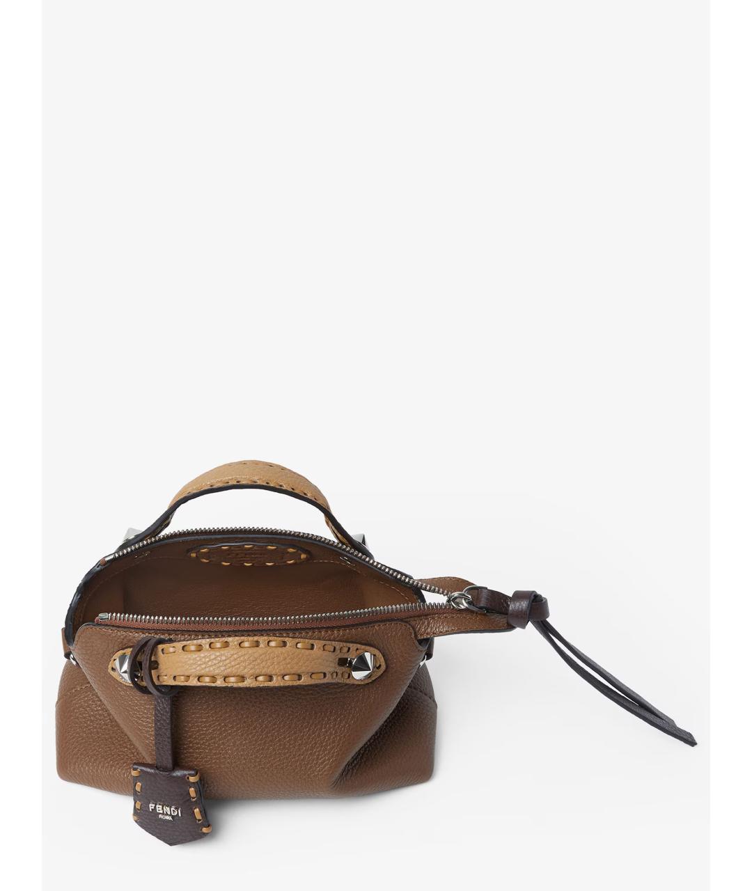 FENDI Коричневая кожаная сумка тоут, фото 7