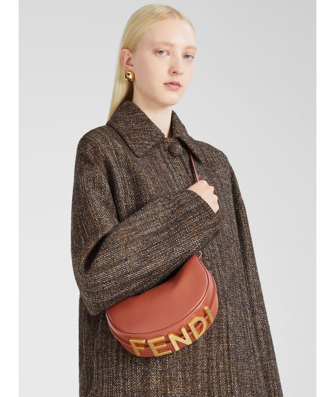 FENDI Коричневая кожаная сумка тоут, фото 6