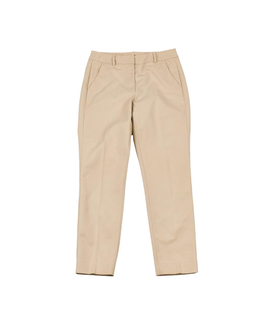 WEEKEND MAX MARA Бежевые хлопко-эластановые прямые брюки, фото 1