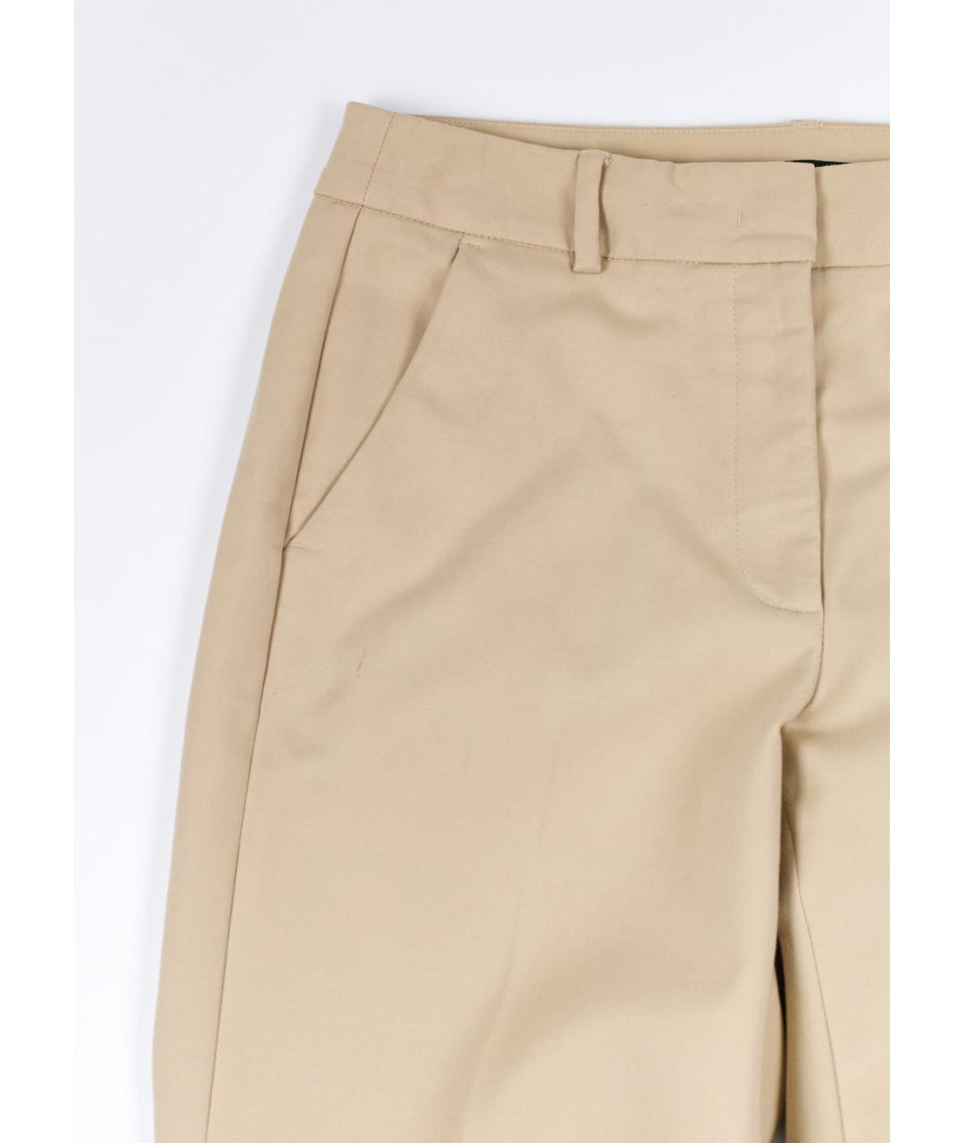 WEEKEND MAX MARA Бежевые хлопко-эластановые прямые брюки, фото 5