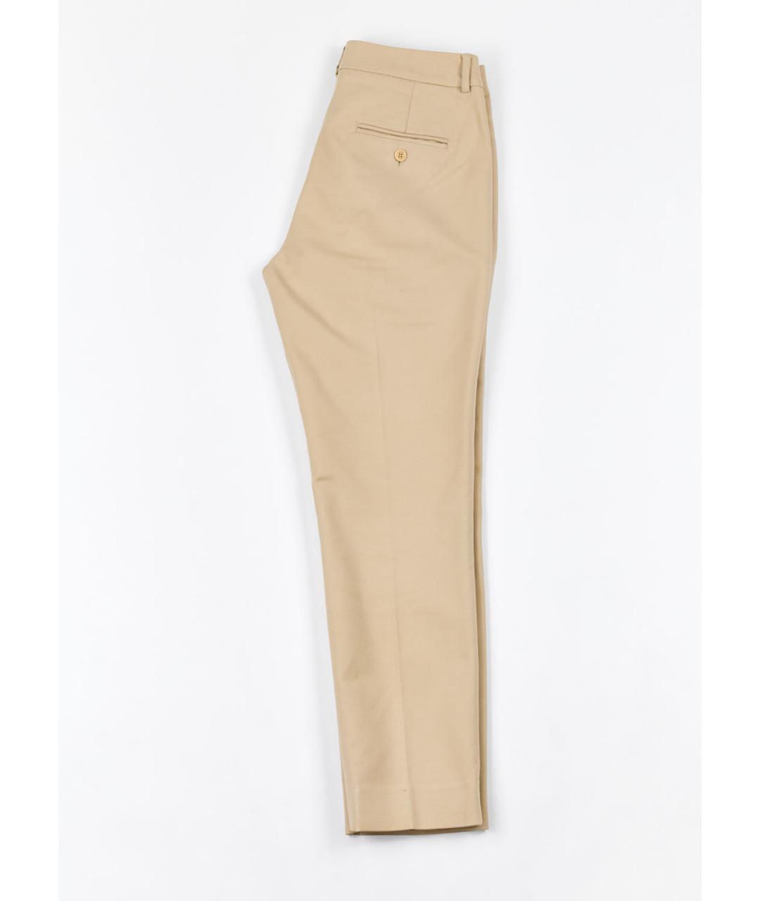 WEEKEND MAX MARA Бежевые хлопко-эластановые прямые брюки, фото 2