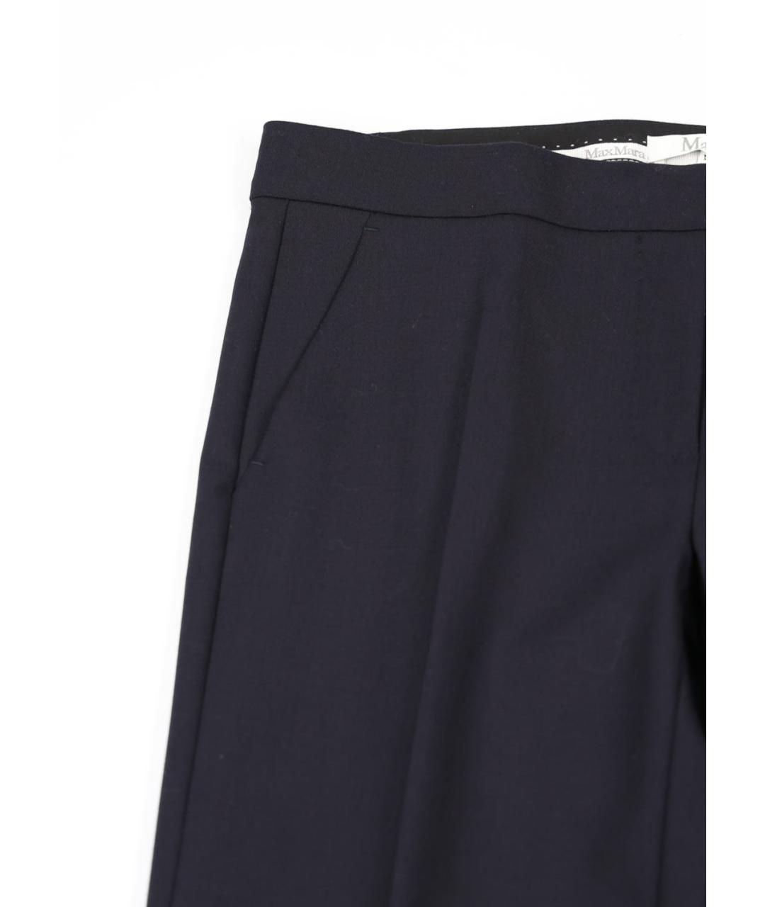 MAX MARA Темно-синие шерстяные прямые брюки, фото 4