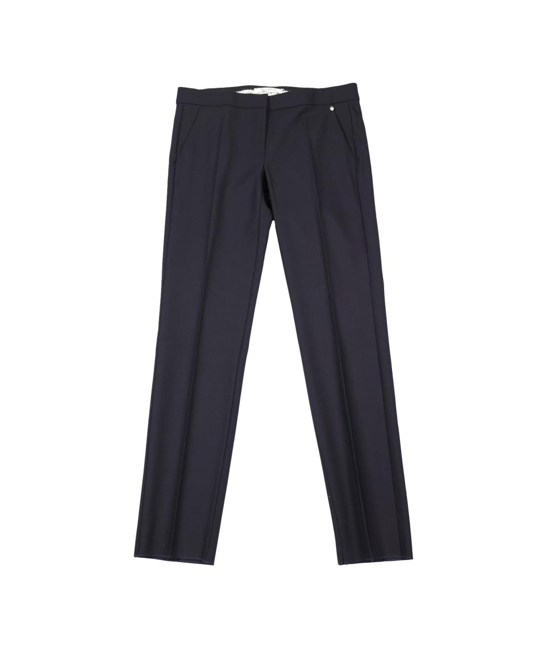 MAX MARA Темно-синие шерстяные прямые брюки, фото 1