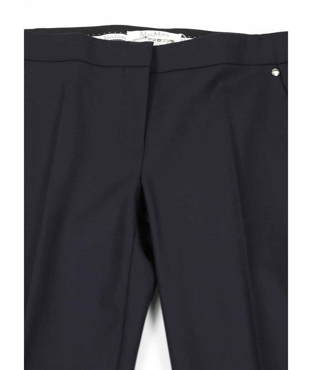 MAX MARA Темно-синие шерстяные прямые брюки, фото 3