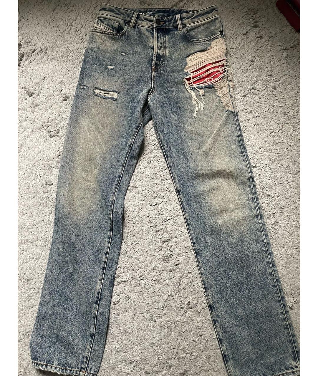 DIESEL Голубые хлопковые прямые джинсы, фото 5