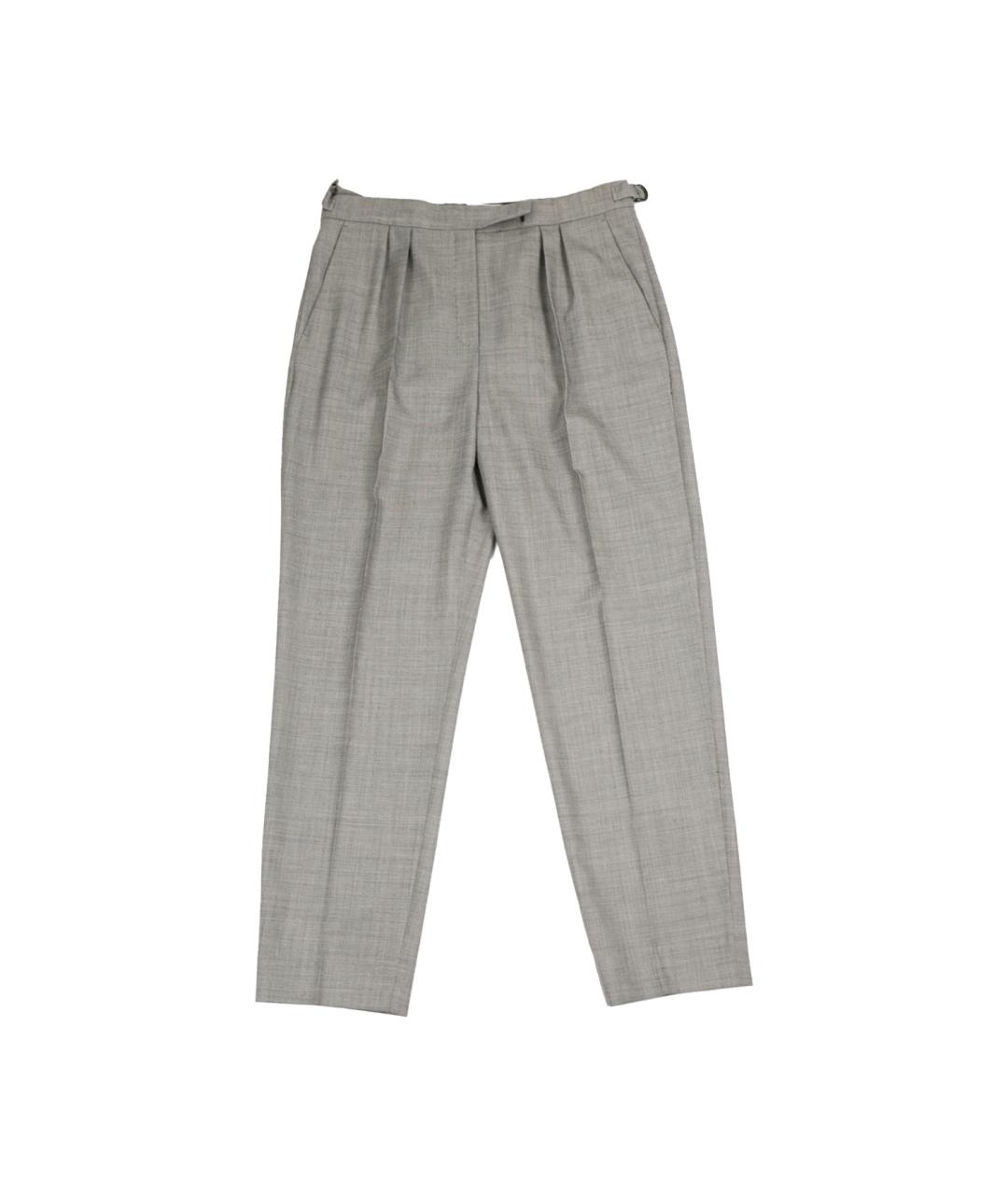 MAX MARA Серые шерстяные прямые брюки, фото 1