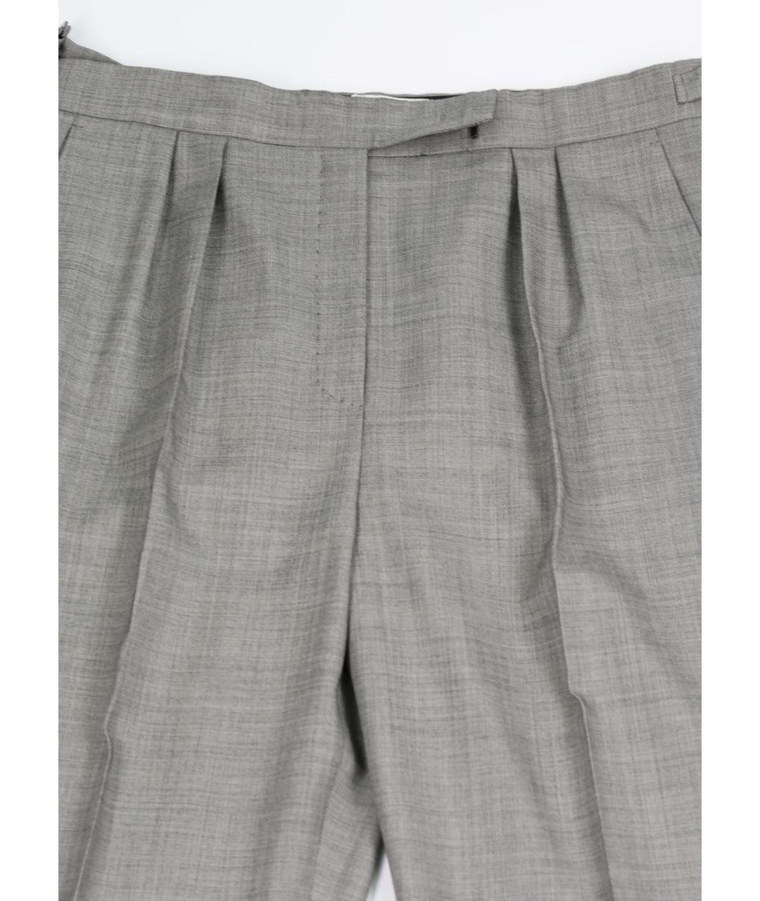 MAX MARA Серые шерстяные прямые брюки, фото 4